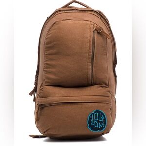 Vintage Volcom Tan Backpack with Blue Logo